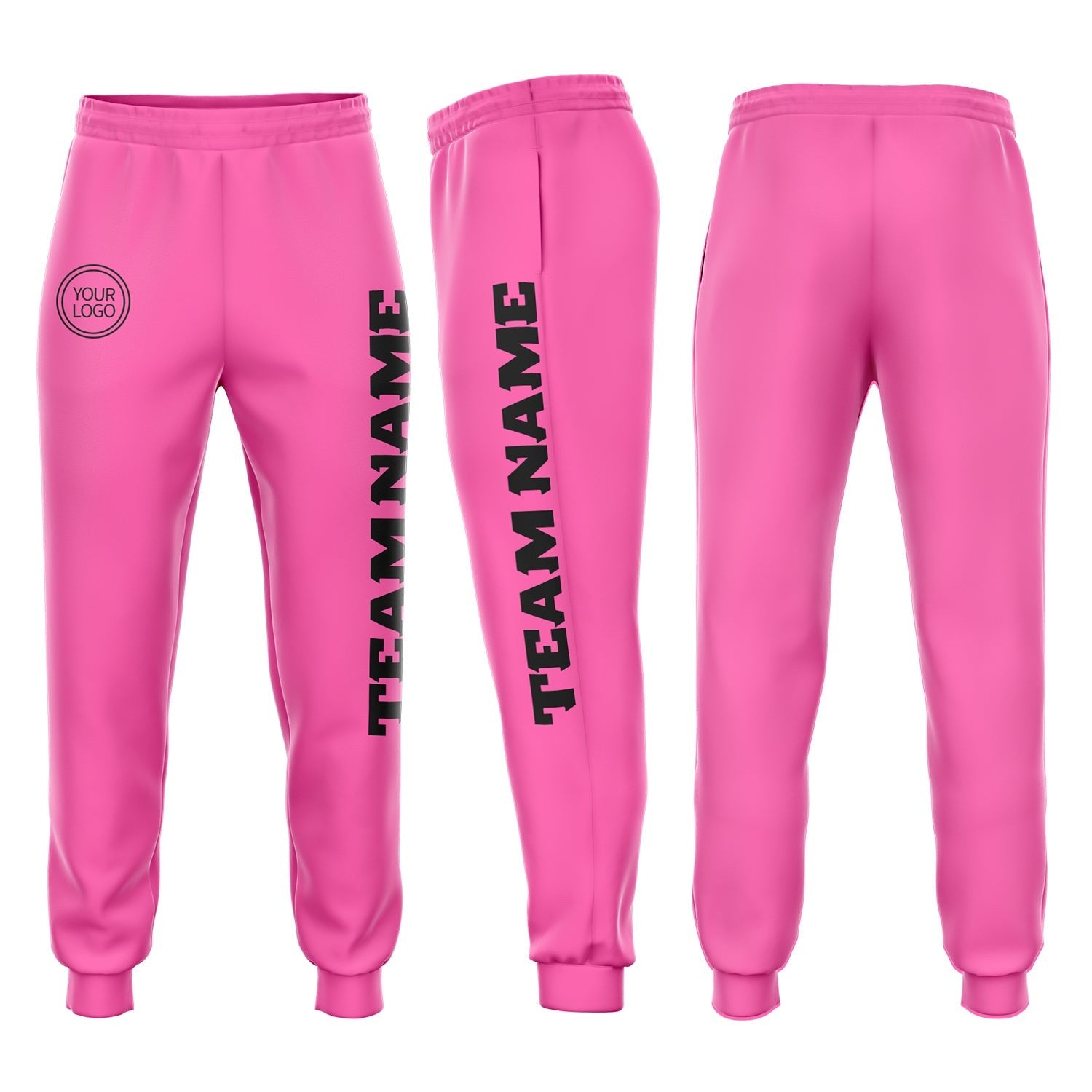 Custom Pink Black Fleece Jogger Sweatpants photo 1