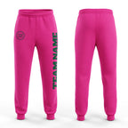 Custom Pink Kelly Green Fleece Jogger Sweatpants