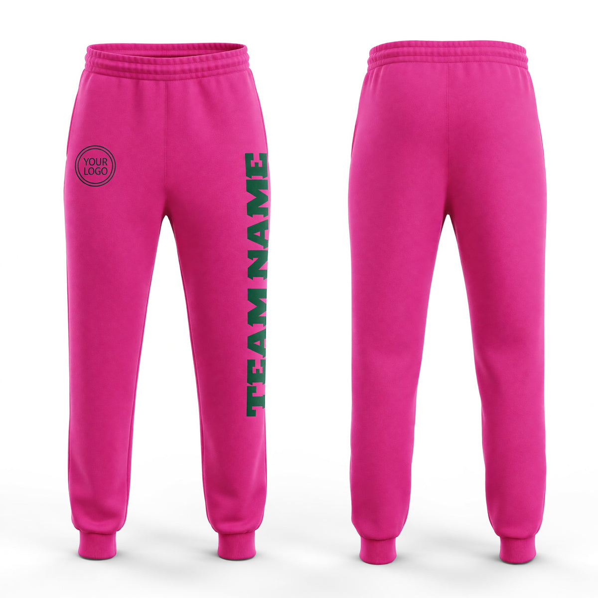 Custom Pink Kelly Green Fleece Jogger Sweatpants