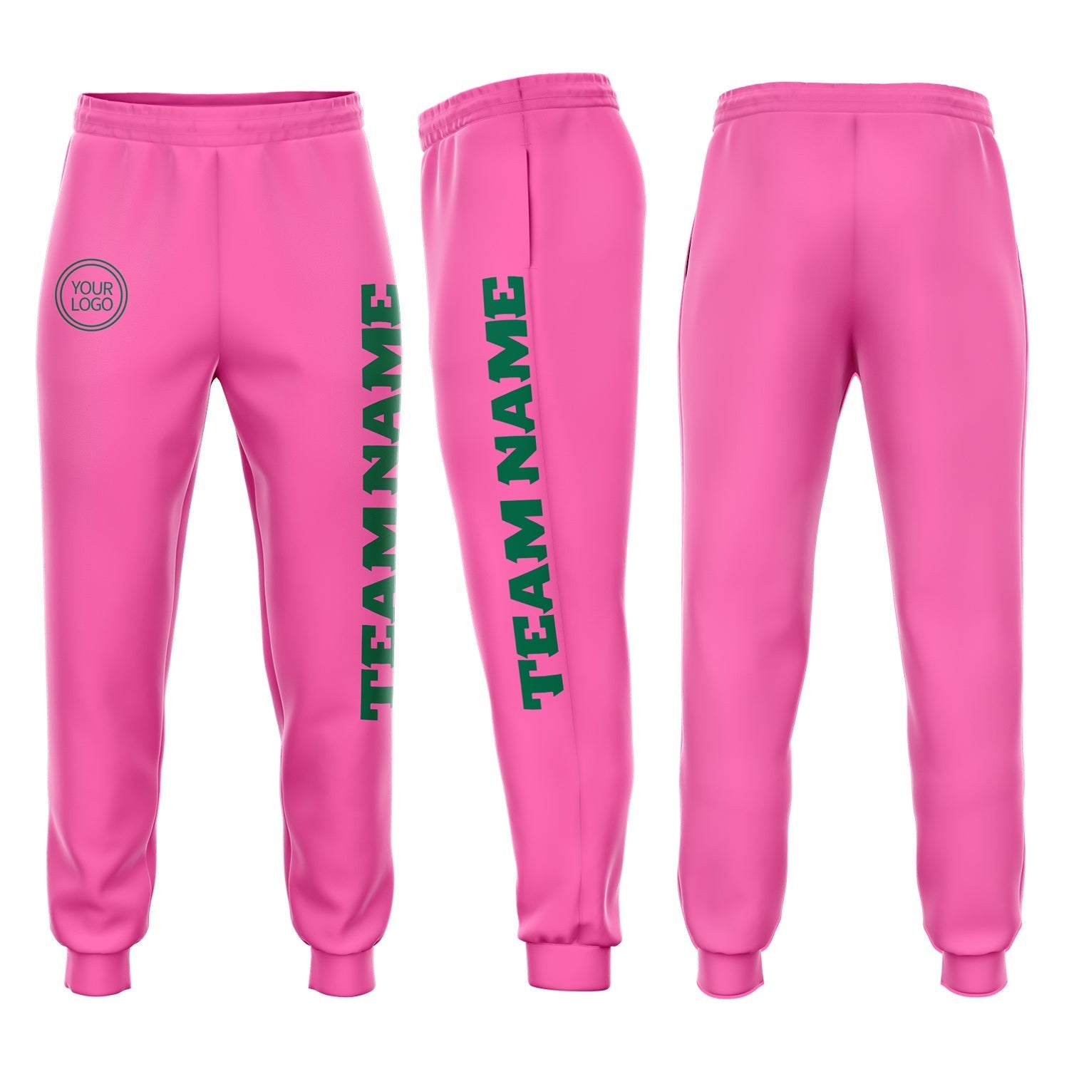 Custom Pink Kelly Green Fleece Jogger Sweatpants photo 1
