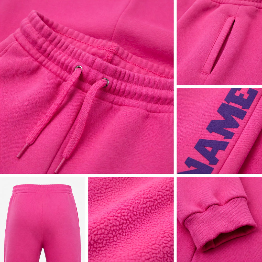 Custom Pink Purple Fleece Jogger Sweatpants detail
