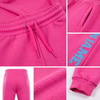 Custom Pink Light Blue Fleece Jogger Sweatpants detail
