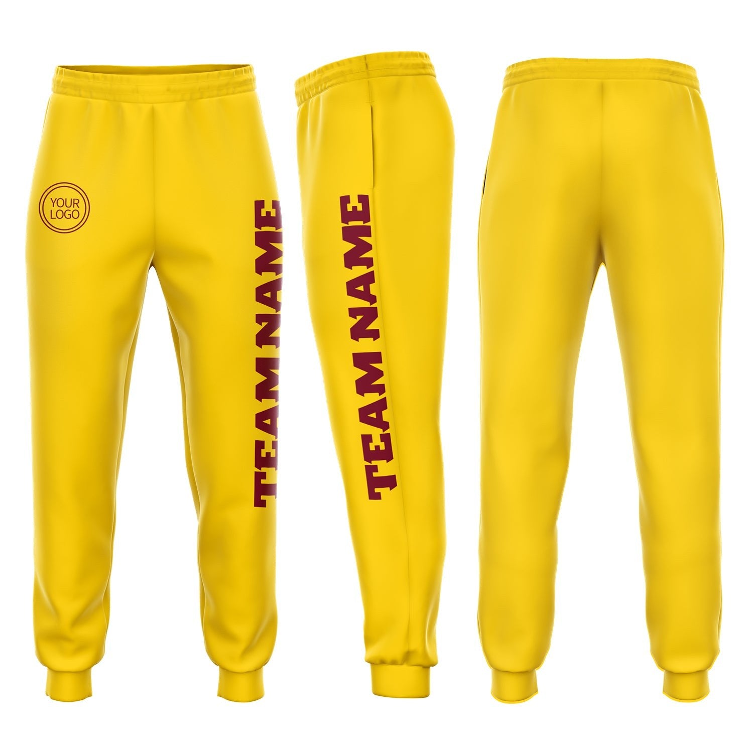Custom Gold Crimson Fleece Jogger Sweatpants photo 1