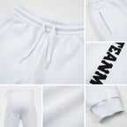 Custom White Black Fleece Jogger Sweatpants detail