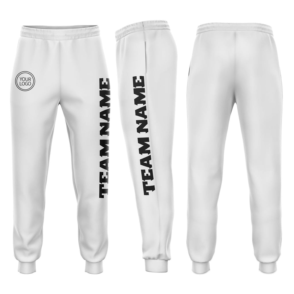 Custom White Black Fleece Jogger Sweatpants photo 1