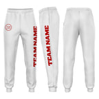 Custom White Red Fleece Jogger Sweatpants photo 1