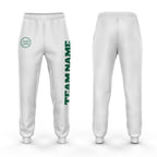 Custom White Kelly Green Fleece Jogger Sweatpants