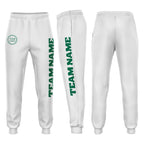 Custom White Kelly Green Fleece Jogger Sweatpants photo 1