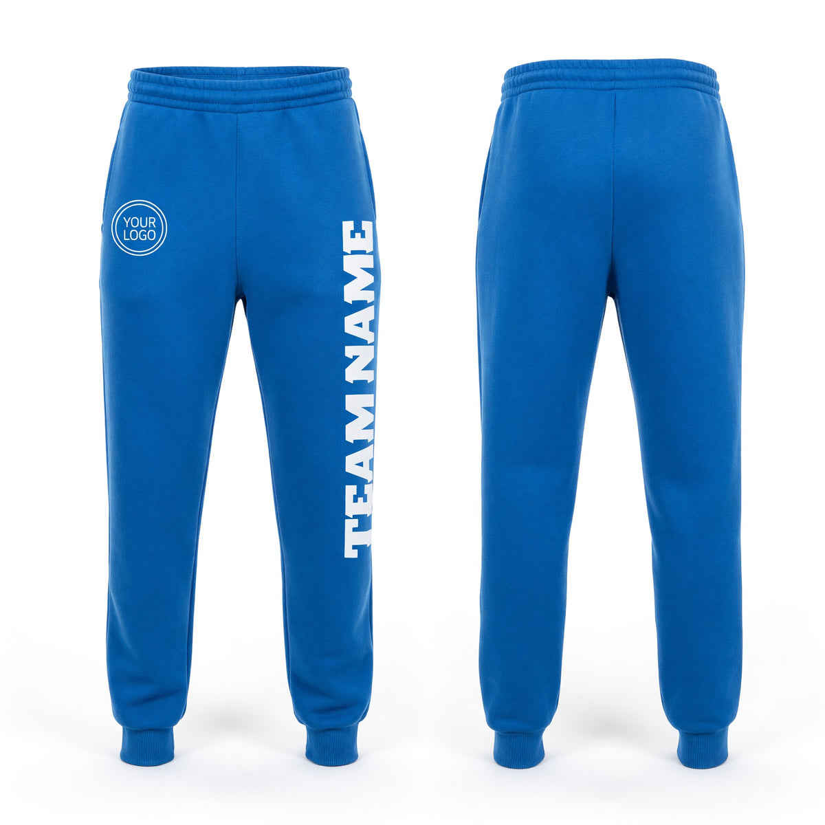 Custom Powder Blue White Fleece Jogger Sweatpants