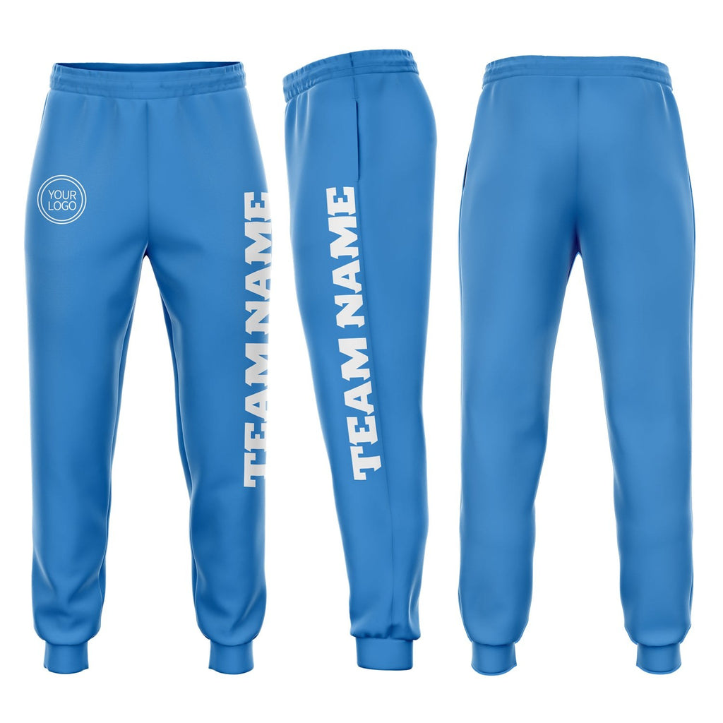 Custom Powder Blue White Fleece Jogger Sweatpants photo 1