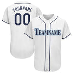Custom White Navy-Powder Blue Baseball Jersey photo 1