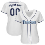 Custom White Navy-Powder Blue Baseball Jersey photo 2