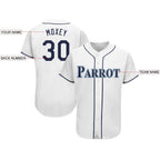 Custom White Navy-Powder Blue Baseball Jersey photo 3