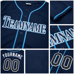 Custom Navy White-Powder Blue Baseball Jersey detail