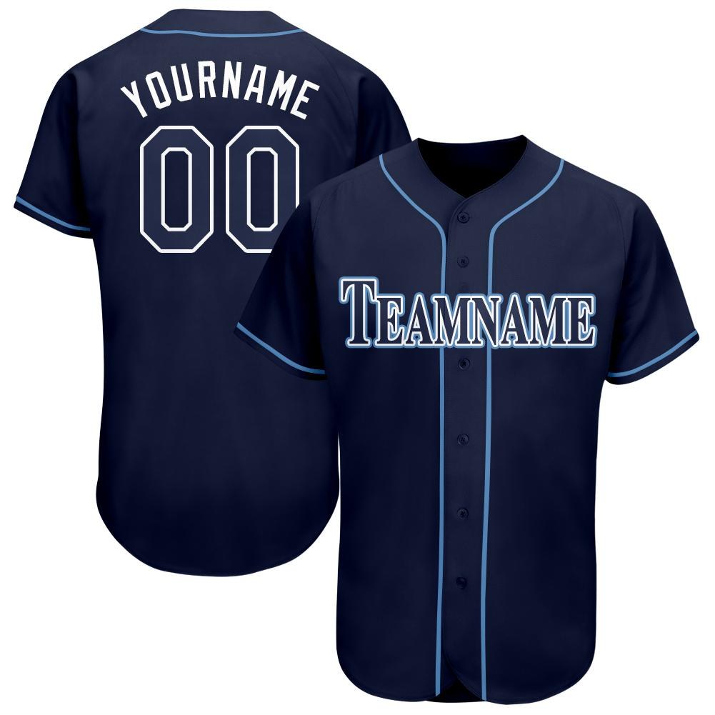 Custom Navy White-Powder Blue Baseball Jersey photo 1