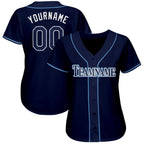 Custom Navy White-Powder Blue Baseball Jersey photo 2