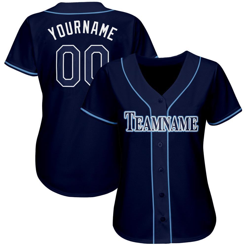 Custom Navy White-Powder Blue Baseball Jersey photo 2
