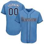 Custom Powder Blue Navy-White Baseball Jersey photo 1