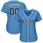 Custom Powder Blue Navy-White Baseball Jersey photo 2
