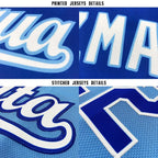 Custom Powder Blue Navy-White Baseball Jersey photo 5