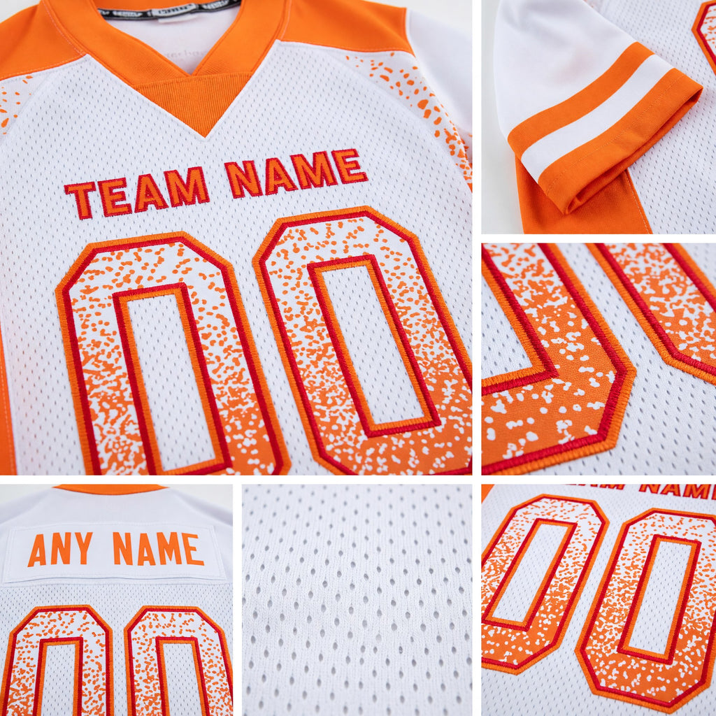 Custom White Orange-Red Drift Fashion Football Jersey detail