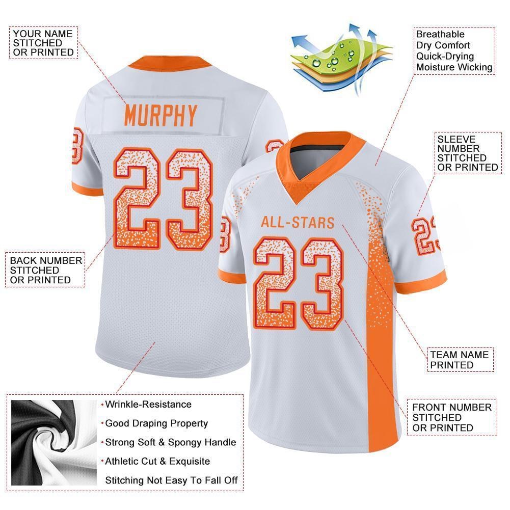 Custom White Orange-Red Drift Fashion Football Jersey photo 2