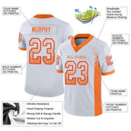 Custom White Orange-Red Drift Fashion Football Jersey photo 2