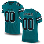 Custom Teal Black-White Mesh Authentic Football Jersey
