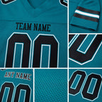 Custom Teal Black-White Mesh Authentic Football Jersey detail