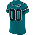 Custom Teal Black-White Mesh Authentic Football Jersey photo 4