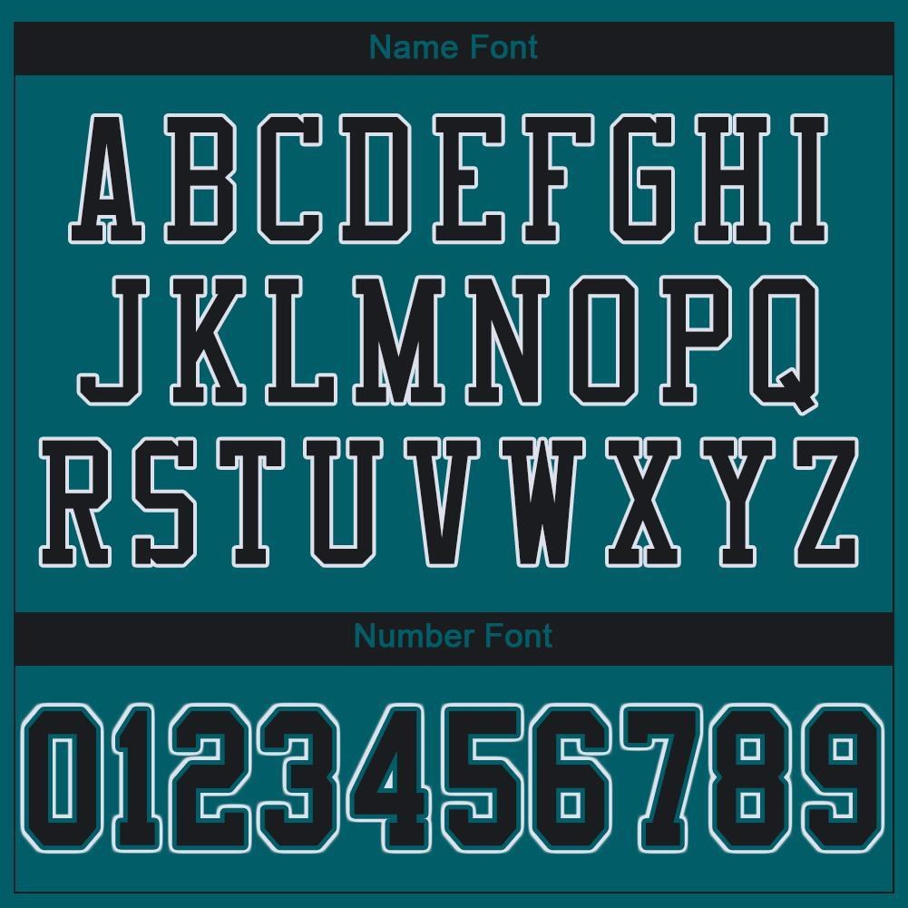Custom Teal Black-White Mesh Authentic Football Jersey photo 5