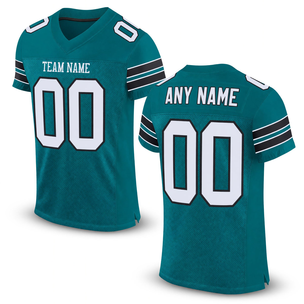 Custom Teal White-Black Mesh Authentic Football Jersey