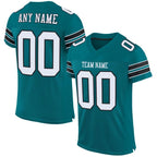 Custom Teal White-Black Mesh Authentic Football Jersey photo 1