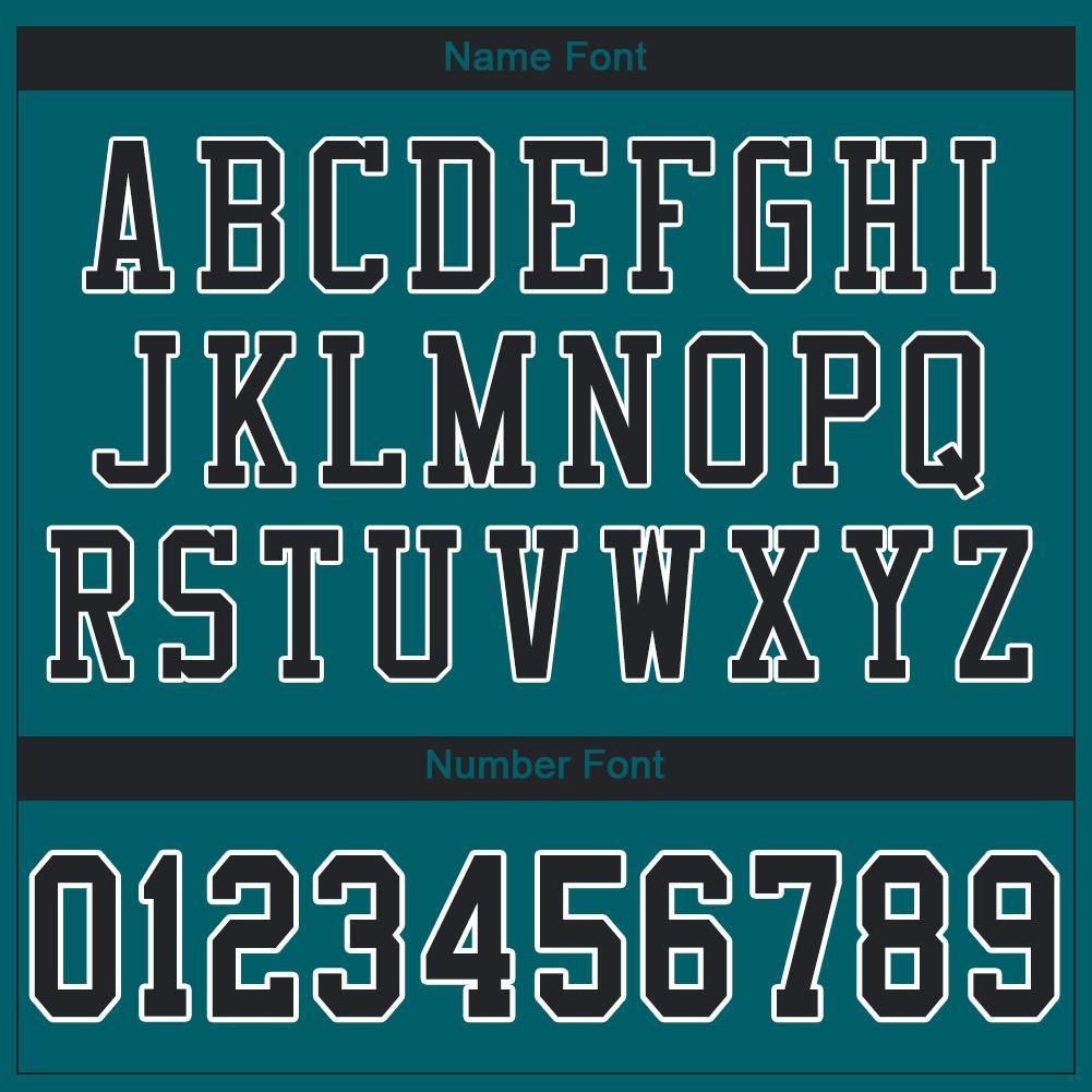 Custom Teal Black-White Mesh Authentic Football Jersey photo 4