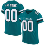 Custom Teal White-Black Mesh Authentic Football Jersey photo 1