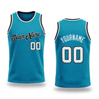 Custom Teal White-Black Authentic Throwback Basketball Jersey