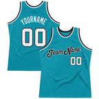 Custom Teal White-Black Authentic Throwback Basketball Jersey photo 1