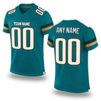 Custom Teal White-Old Gold Mesh Authentic Football Jersey