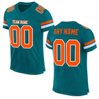Custom Teal Orange-White Mesh Authentic Football Jersey