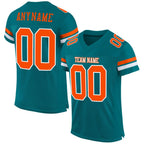 Custom Teal Orange-White Mesh Authentic Football Jersey photo 1