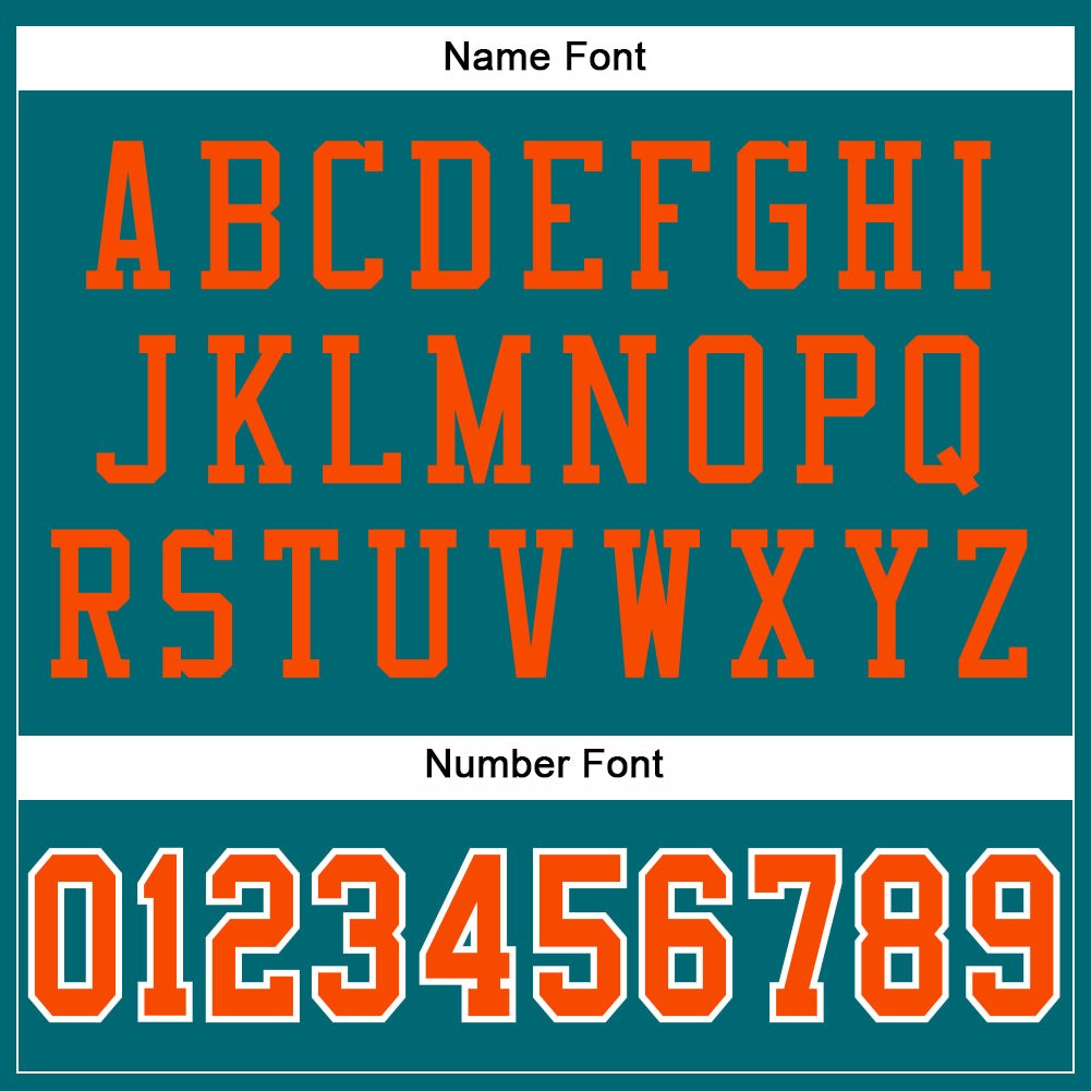Custom Teal Orange-White Mesh Authentic Football Jersey photo 3