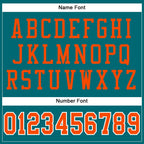 Custom Teal Orange-White Mesh Authentic Football Jersey photo 3