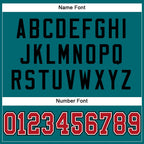 Custom Teal Red-Black Mesh Authentic Football Jersey photo 3