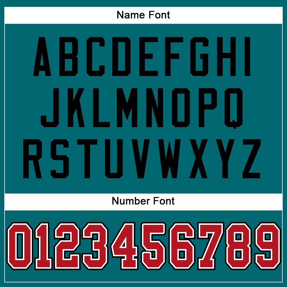 Custom Teal Red-Black Mesh Authentic Football Jersey photo 3