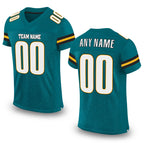 Custom Teal White-Gold Mesh Authentic Football Jersey