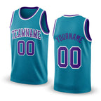 Custom Teal Purple-White Authentic Throwback Basketball Jersey