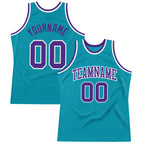 Custom Teal Purple-White Authentic Throwback Basketball Jersey photo 1
