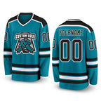 Custom Teal Black-White Hockey Jersey