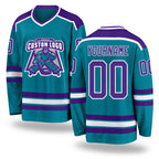 Custom Teal Purple-White Hockey Jersey