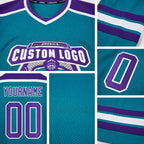 Custom Teal Purple-White Hockey Jersey detail